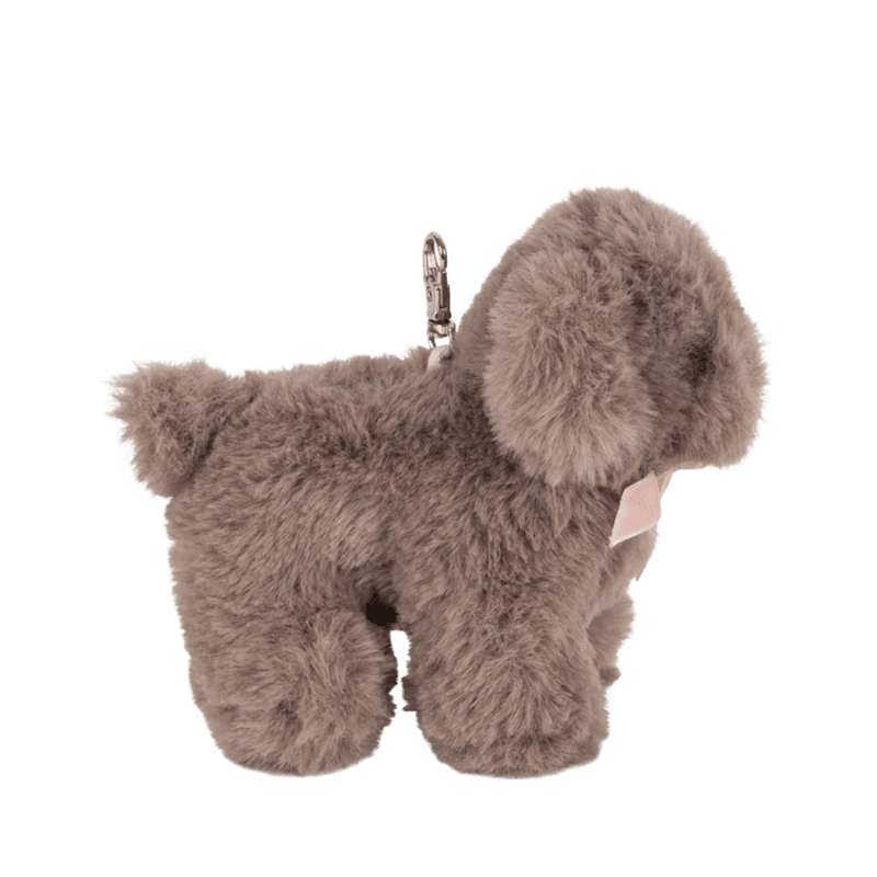 Bag charm - Hund m / rosa sløyfe