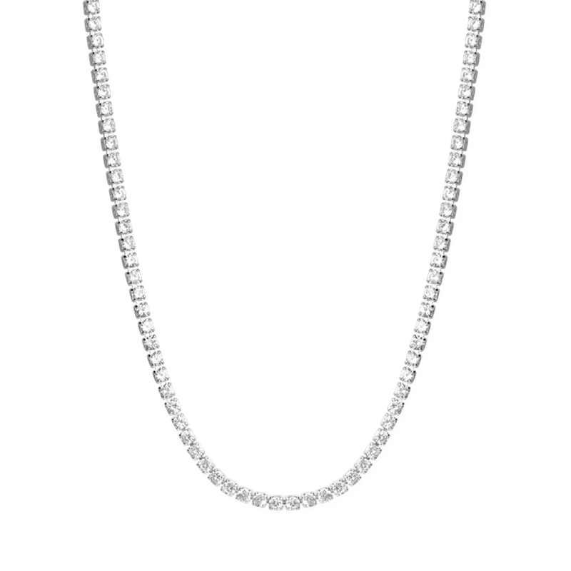 Thin Tennis Necklace Silver