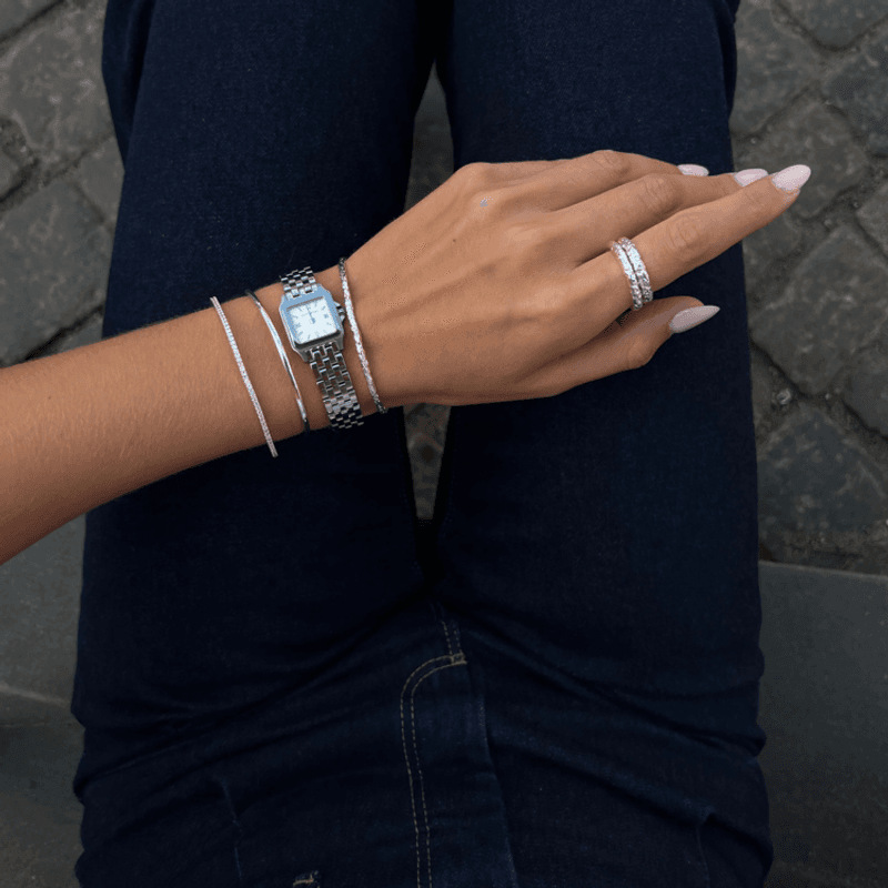 Textured Bangle Bracelet Silver