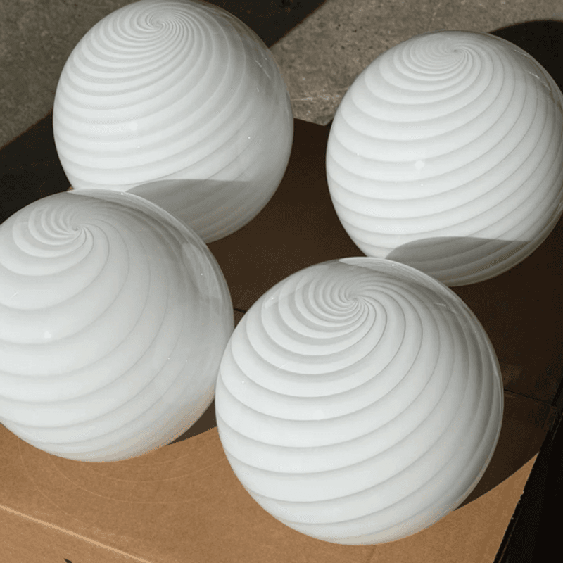 Murano Candy pendel hvit swirl* Bestillingsvare