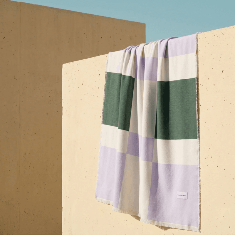 Check Bold Blanket Lilac Forest - 100% bomull
