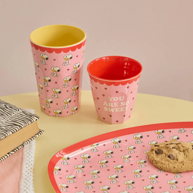 Hovedbilde Snoopy kopp pink - Stor Melamine