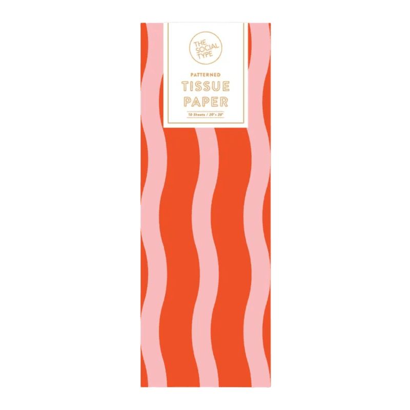 Silkepapir – Tangy Red med stripemønster