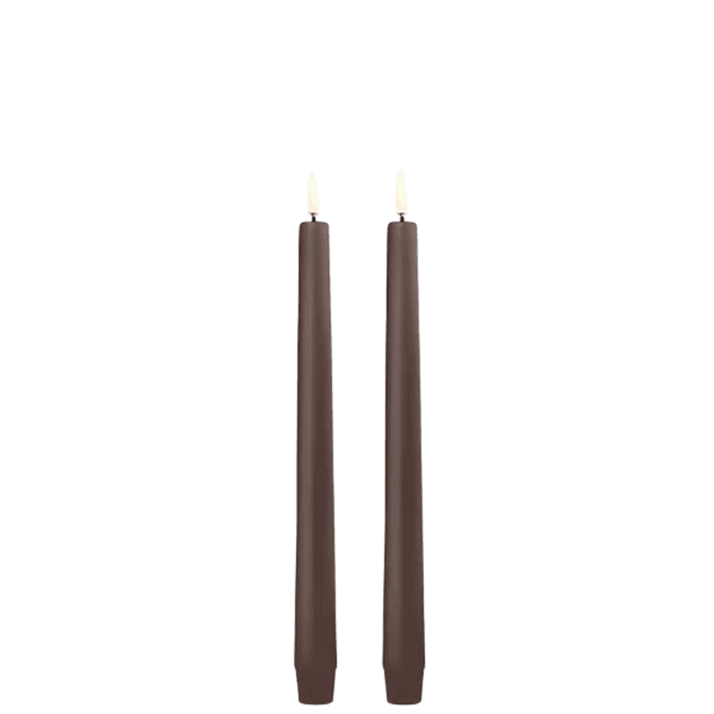 LED Kronelys, Brun 2 pk 2,3x25 cm