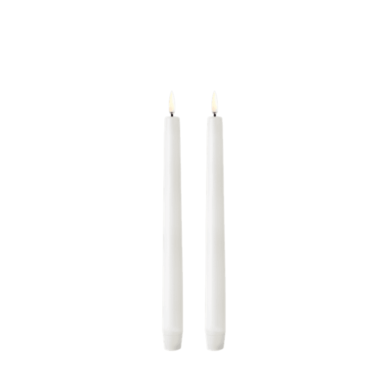 LED Kronelys White Ø 2,3 x 25 cm, sett av 2