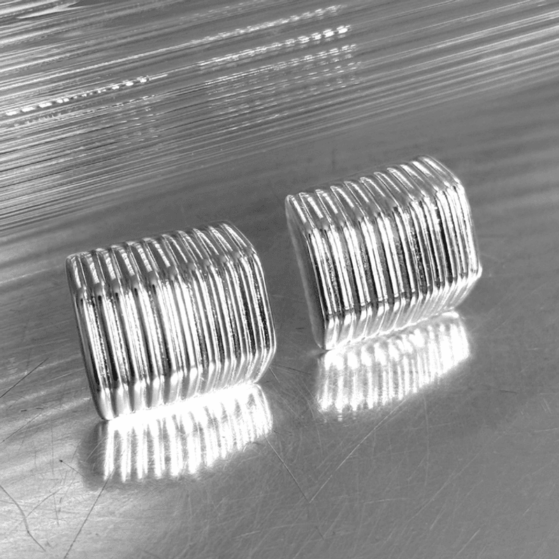 Ribbed Earrings Silver