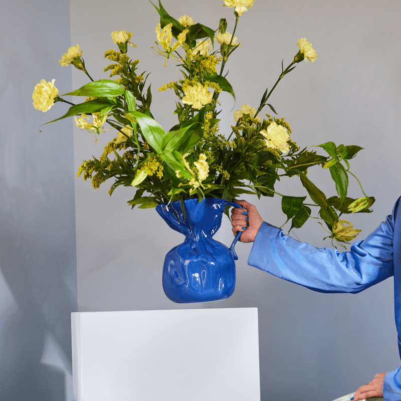 Crumple vase blå