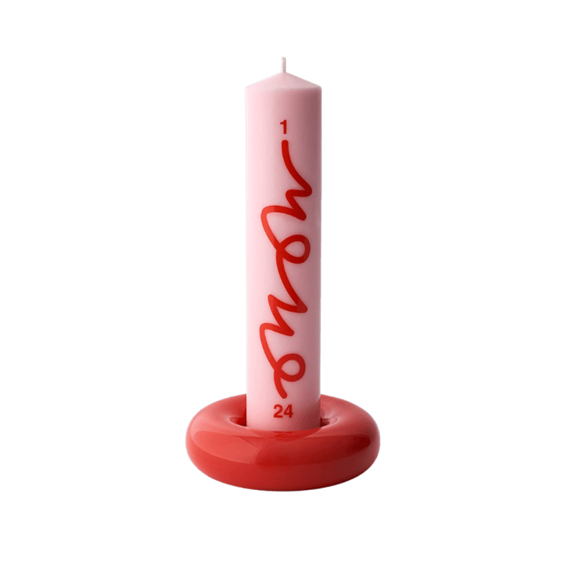 BOB CANDLE HOLDER, MEDIUM, RED