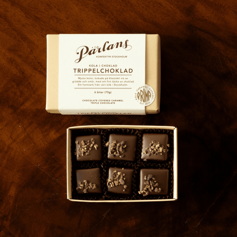 Sjokoladetrukne karameller – Triple Chocolate (6 biter)