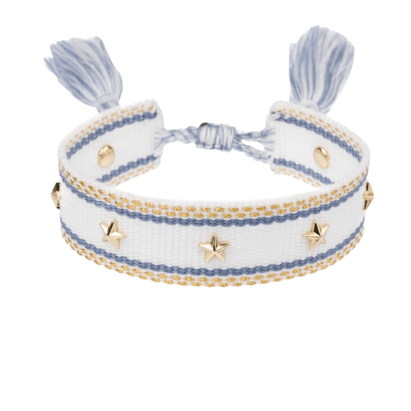 Dark - Flettet armbånd med steiner white, light blue & gold