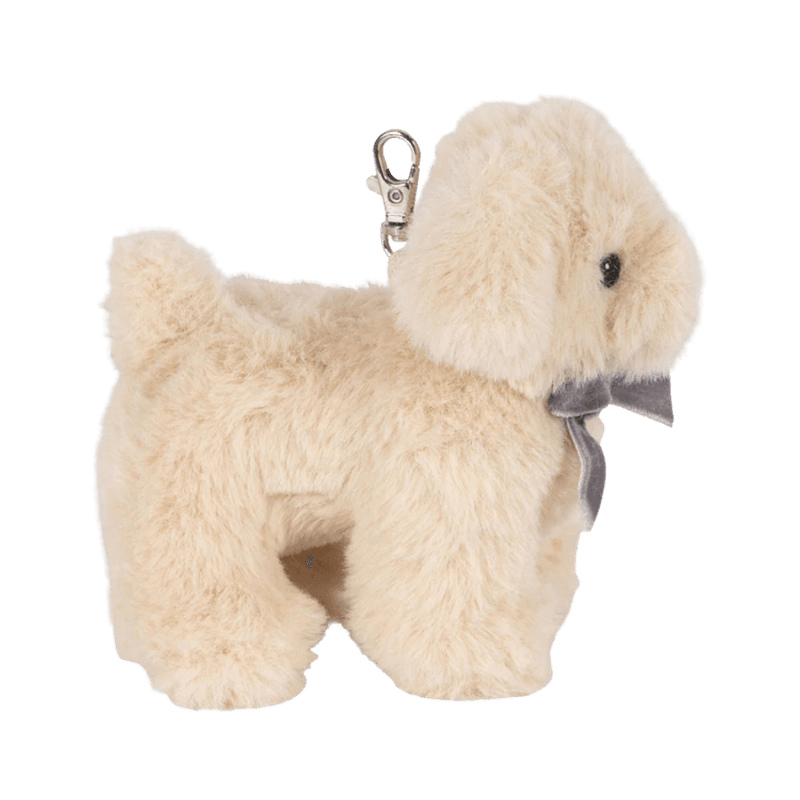 Bag charm - Hund m / blå sløyfe