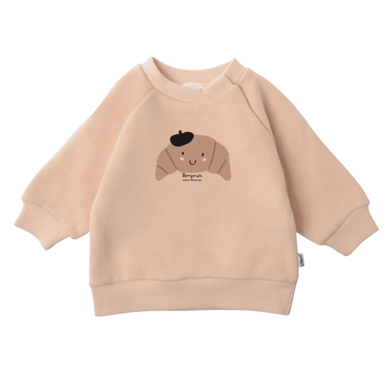 Beige sweatshirt med croissant