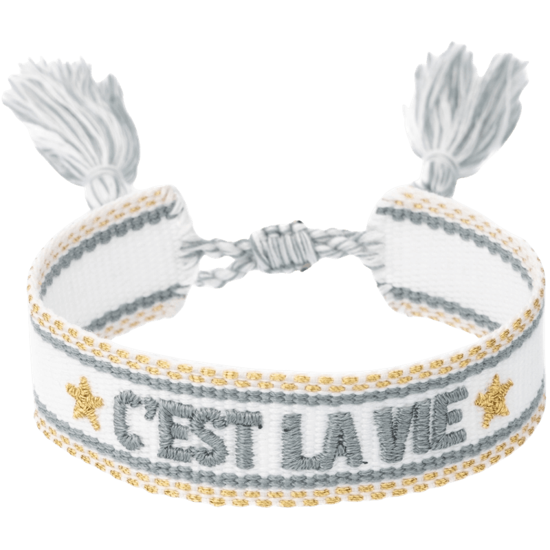 Dark - Flettet armbånd white, teal & gold