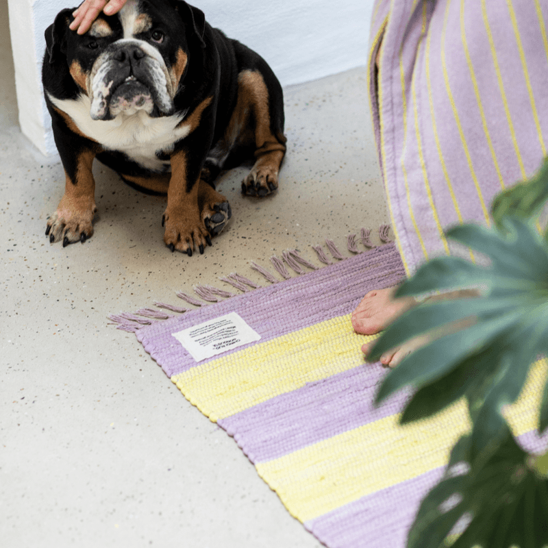 Chindi Rug - lilac & neon yellow