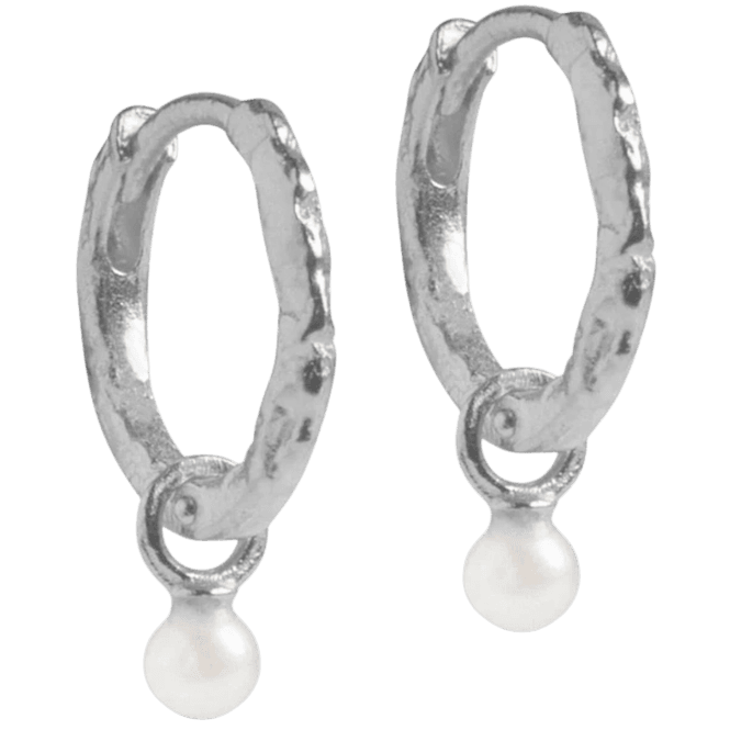 Hovedbilde ENAMEL bell perle hoops - sølv