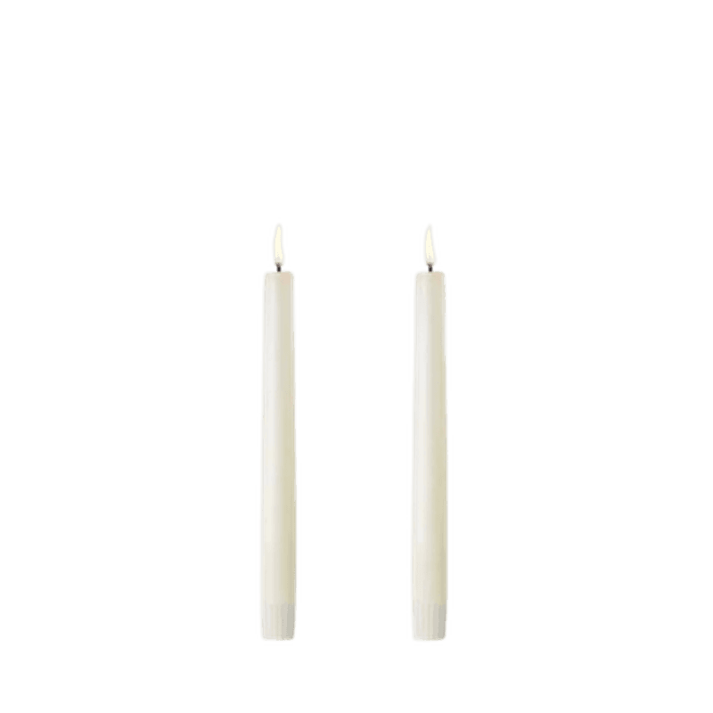 LED Kronelys Ivory Ø 2,3 x 20 cm, sett av 2