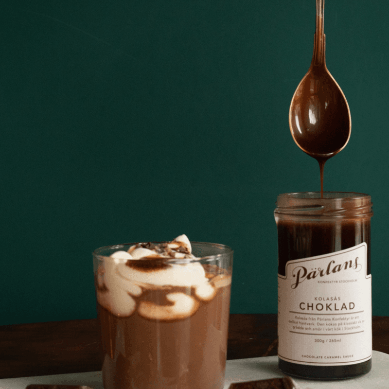 Karamellsaus med sjokolade – glasskrukke